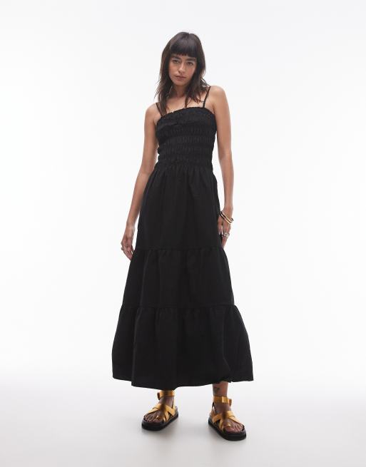 Vestido midi negro fruncido de Topshop, 4 de 4