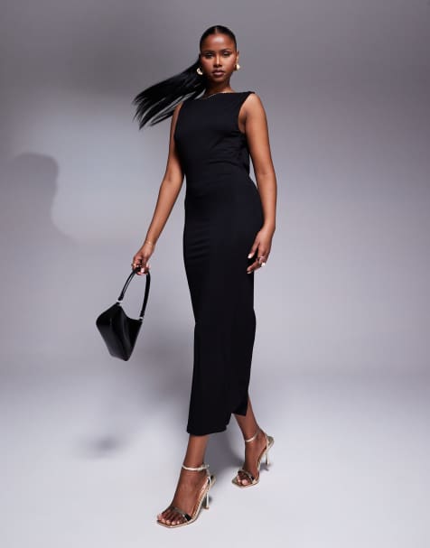 Vestido midi negro sin mangas con espalda escotada con detalle de tiras de ASOS DESIGN - view 1