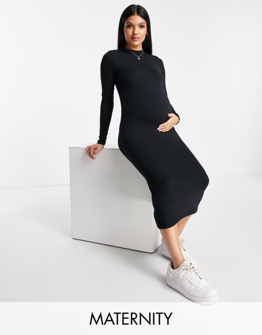 Vestido midi premamá de en negro de Mamalicious | ASOS