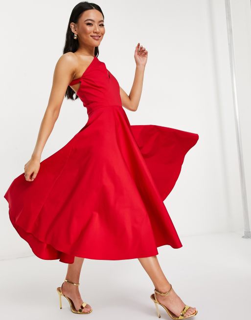 Vestido midi rojo con abertura de AQAQ