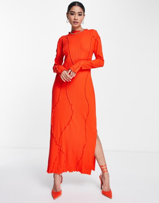 Vestido midi rojo con detalle de costuras de & Other Stories