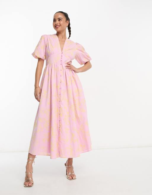 Vestido midi rosa bordado Collective Starlight de Nobody's Child
