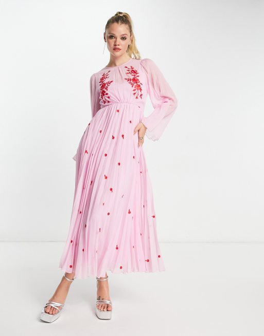 Vestido Midi Malva Con Detalle De Corsé Y Volantes De True Violet
