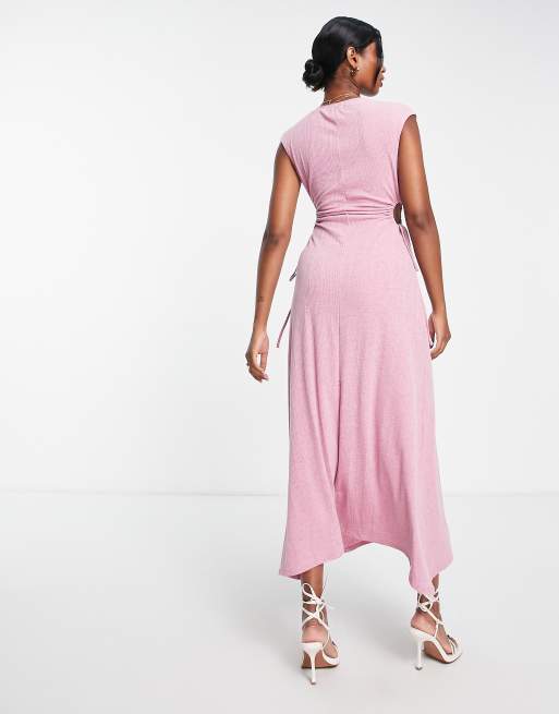 Vestido midi rosa con detalle de abertura lateral de ASOS DESIGN, 2 de 4