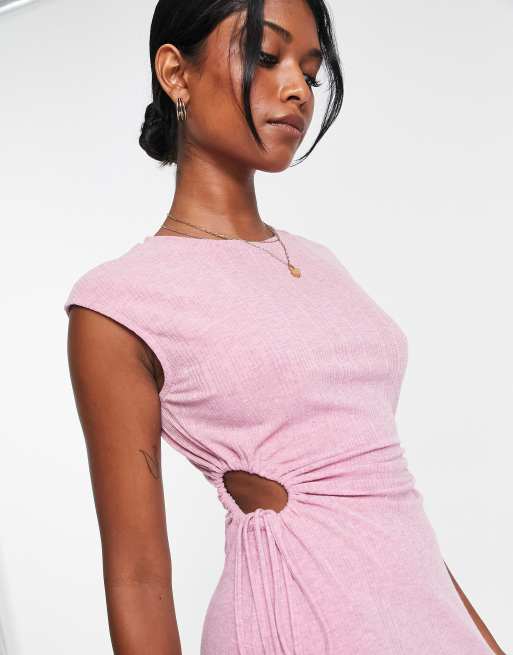 Vestido midi rosa con detalle de abertura lateral de ASOS DESIGN, 3 de 4