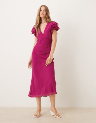 Vestido midi rosa con mangas de volantes Layla de Nobody's Child - view 1