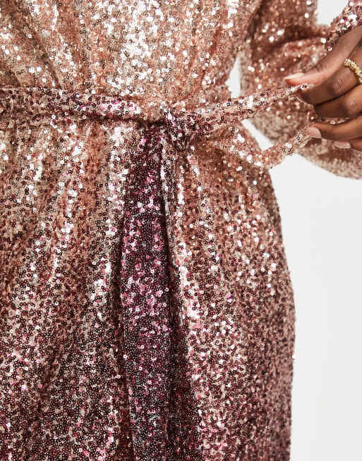 Vestido Plateado cruzado con Diseño degradado de lentejuelas de ASOS Edition