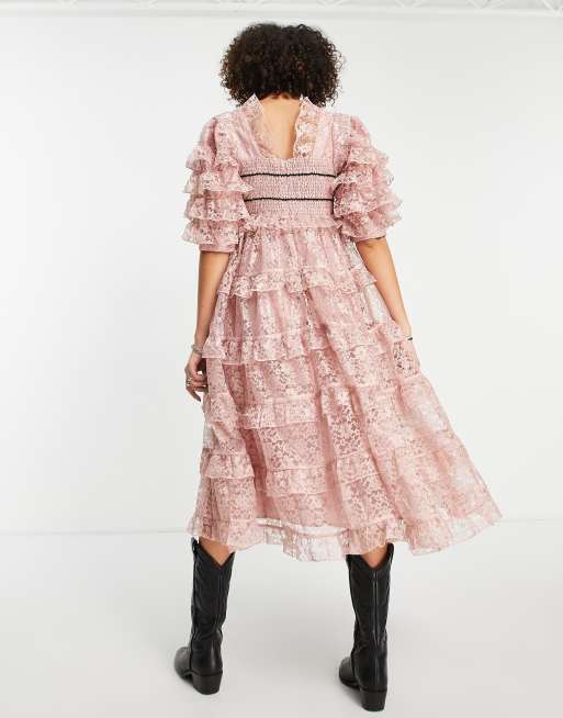 Vestido midi rosa pastel de encaje premium Dream de sister jane, 2 de 4