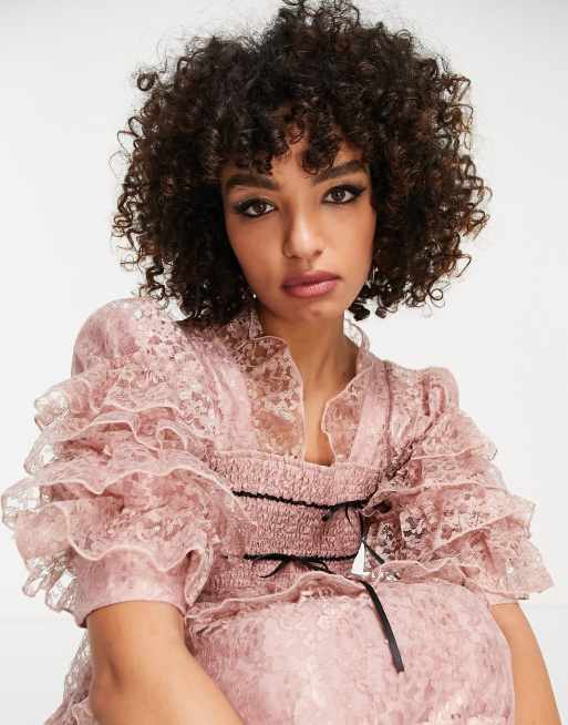 Vestido midi rosa pastel de encaje premium Dream de sister jane, 3 de 4