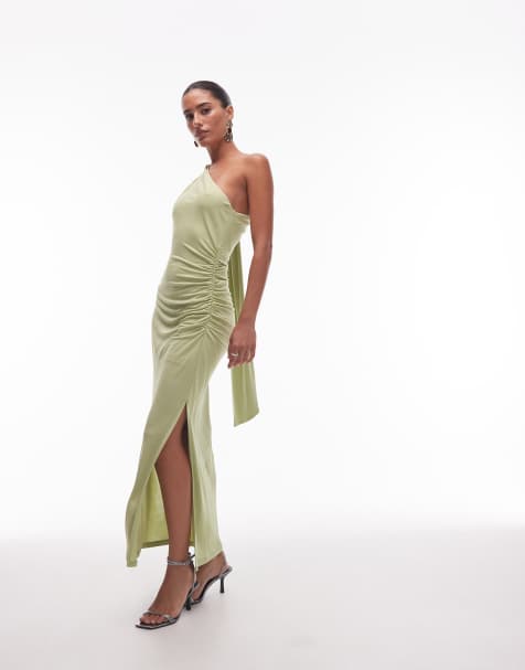 Vestido midi verde asimétrico con detalle drapeado de & Other Stories - view 1