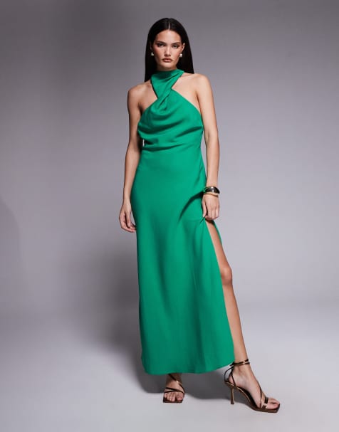 Vestido midi verde con cuello retorcido y herraje de ASOS DESIGN - view 1