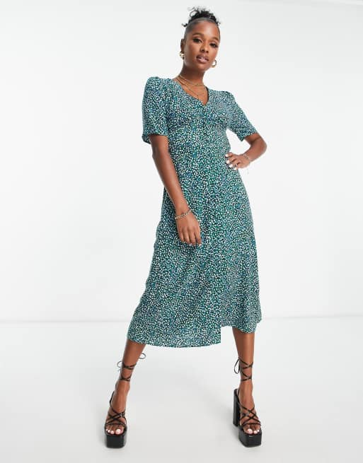 Vestido midi verde con estampado de florecitas Alexa de Nobody's Child Petite, 4 de 4