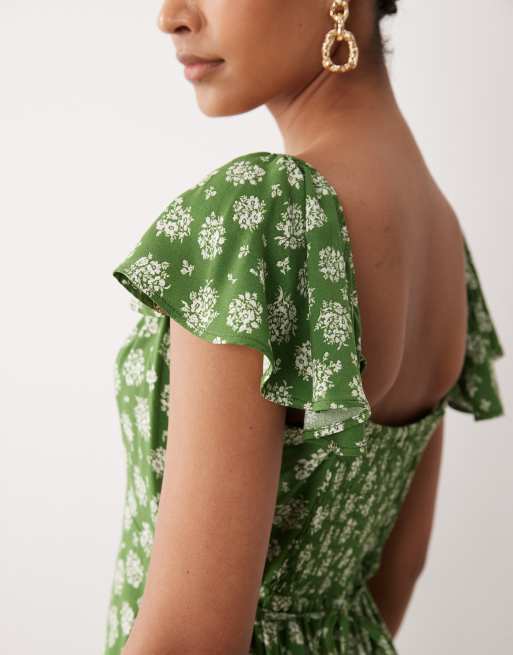 Vestido midi verde con estampado Elsie de Nobody's Child, 2 de 4
