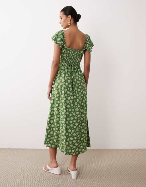 Vestido midi verde con estampado Elsie de Nobody's Child, 4 de 4