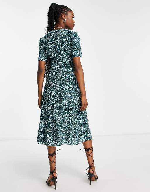 Vestido midi verde esmeralda con estampado de florecitas Alexa de Nobody's Child, 2 de 4