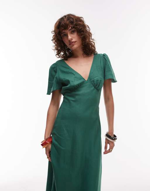 Vestidos De Cuello Pico Zara Vestido Acampanado Essentials