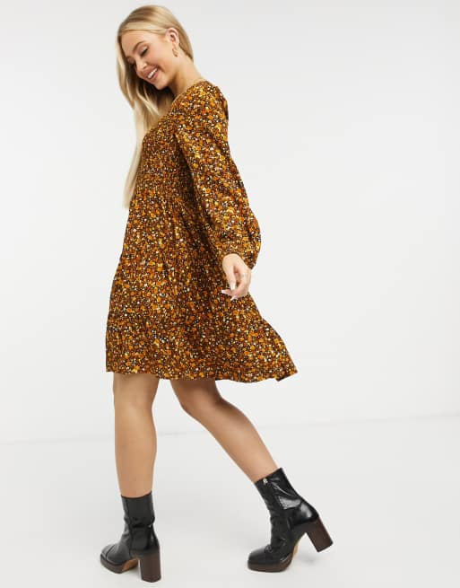 Vestido mostaza con flores top