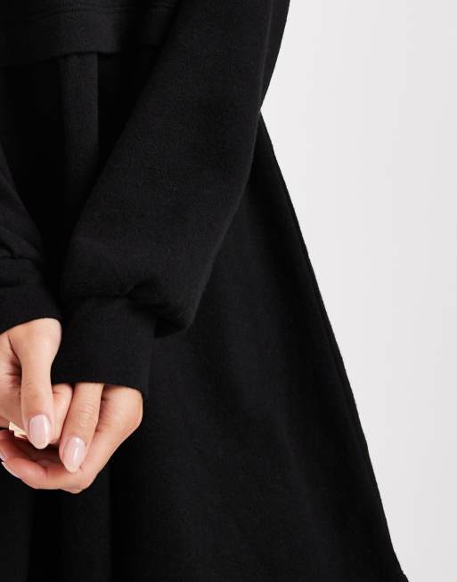 Vestido negro amplio con acabado cepillado muy suave de Miss Selfridge, 3 de 4
