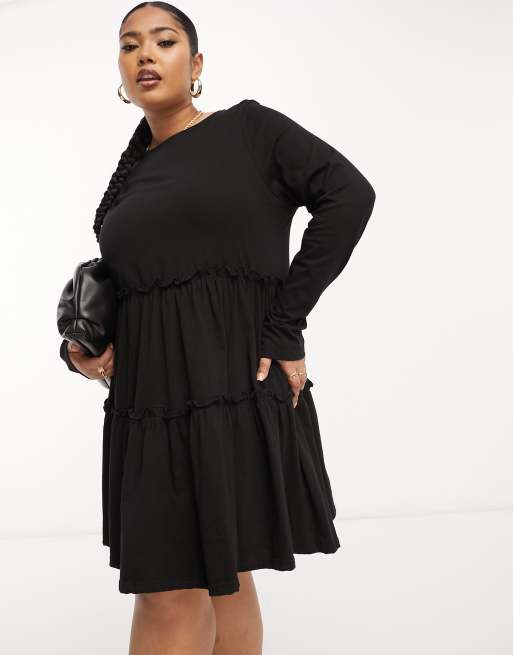 Vestido negro amplio estilo camiseta de River Island Plus