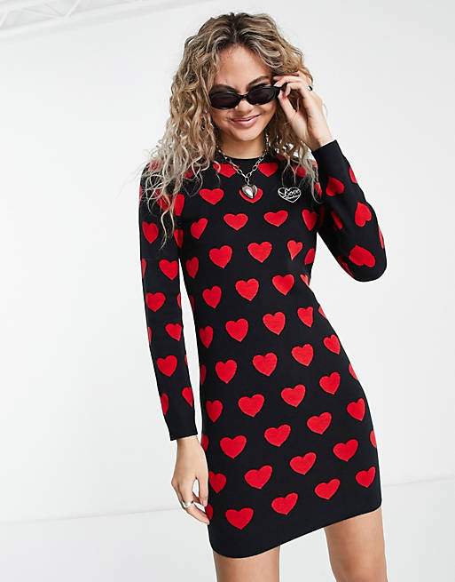 Vestido con estampado de corazones de punto de Love Moschino | ASOS