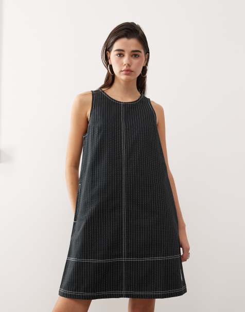 Vestido negro con raya diplomática blanca Wabash de adidas Originals - view 1