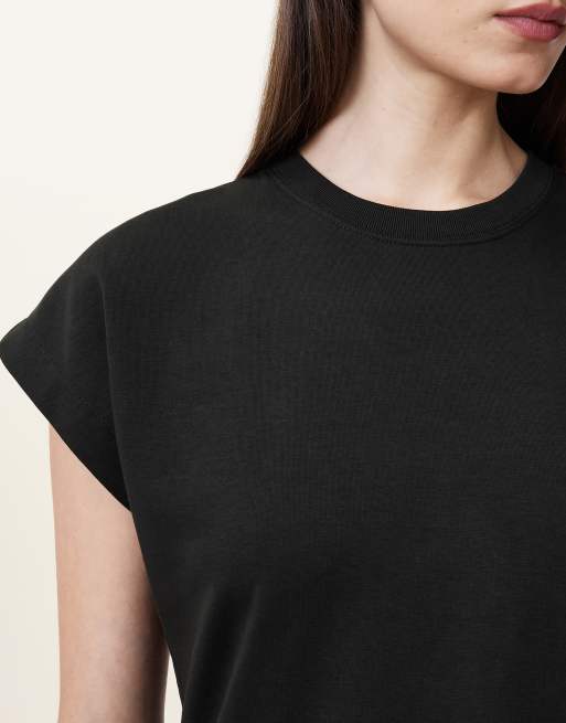 Vestido negro de estilo camiseta con bajo caído Frankie de AllSaints, 2 de 4