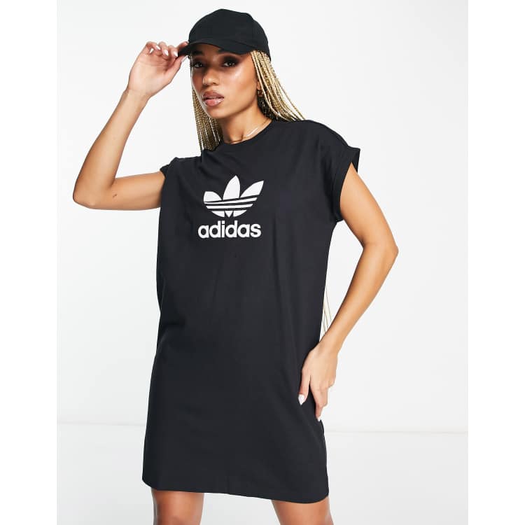 Vestido negro de estilo camiseta adicolor de adidas Originals | ASOS