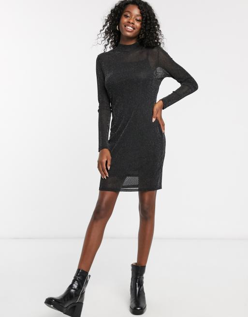 Vestido negro de malla purpurina de Pimkie | ASOS