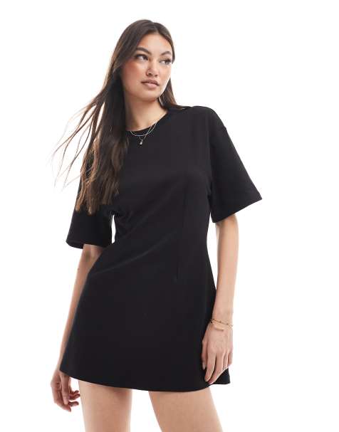 Vestido negro estilo camiseta con cintura entallada de Monki - view 1