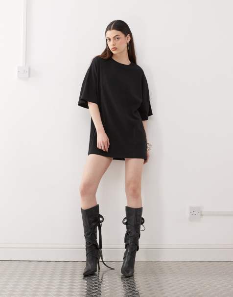 Vestido negro estilo camiseta de corte cuadrado de Noisy May - view 1
