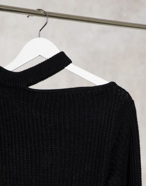 Vestido negro estilo jersey con abertura en el hombro de AX Paris, 4 de 4