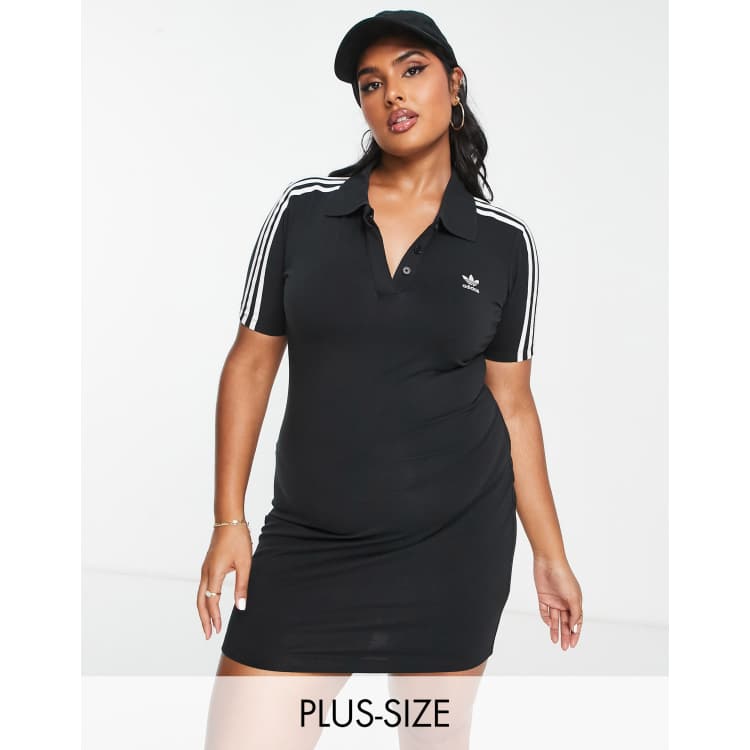 Vestido negro estilo polo con dise o de tres rayas de adidas