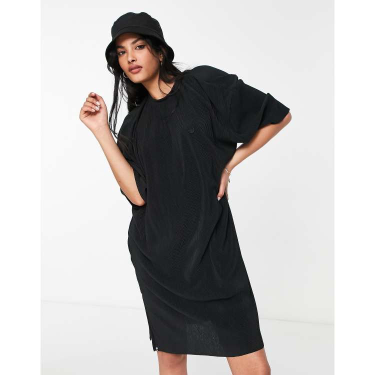 Vestido negro plisado estilo camiseta Contempo de adidas Originals