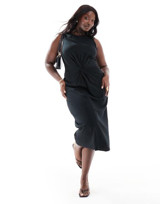 Vestido negro sin mangas con cintura entallada de Mango Curve 