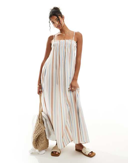 Vestido playero a rayas de colores de corte trapecio de ASOS DESIGN