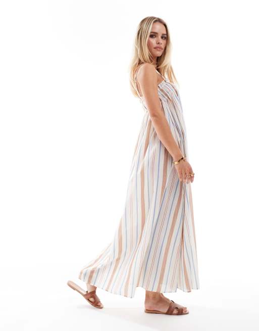 Vestido playero a rayas multicolores de corte trapecio de ASOS