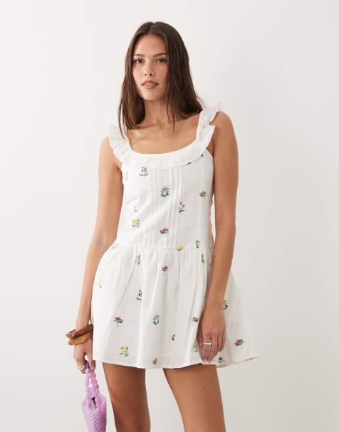 Vestido playero corto blanco con estampado de florecitas de Esmee - view 1