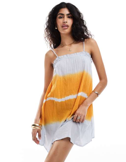 Vestido playero corto multicolor de corte amplio con efecto tie dye de Wednesday's Girl