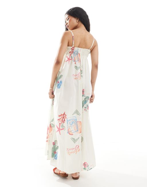 Vestido playero de corte trapecio con estampado de postales de ASOS DESIGN Petite, 4 de 4