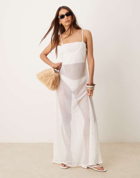 Vestido playero largo blanco de punto de Free Society - view 1