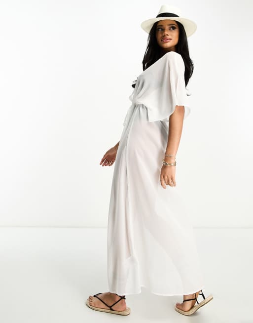 Vestido playero largo blanco de Threadbare, 2 de 4