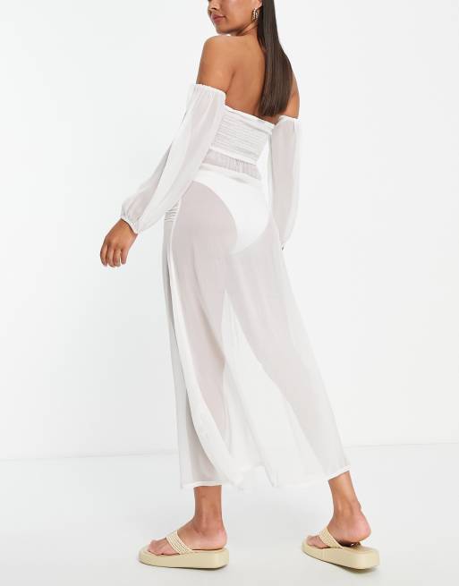 Vestido blanco best sale largo transparente