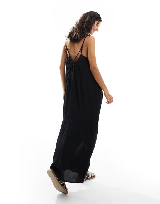 Vestido playero largo negro con espalda cruzada de New Look, 2 de 4