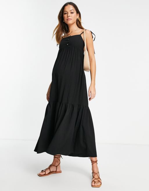 Ten cuidado Asistencia tinción Vestido playero largo negro exclusivo de Fashion Union Maternity | ASOS