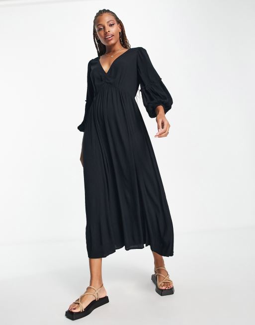 Vestido playero largo negro veraniego estilo kimono de Iisla & Bird , 4 de 4