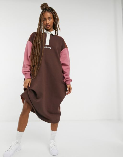 Vestido polar extragrande de estilo polo con dise o color block Cosy Comfort de adidas Originals