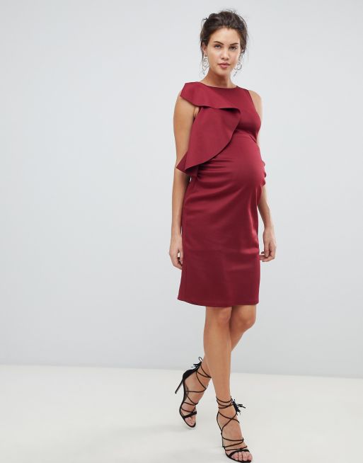 Vestido premamá con cuello y panel con volante de True Violet | ASOS