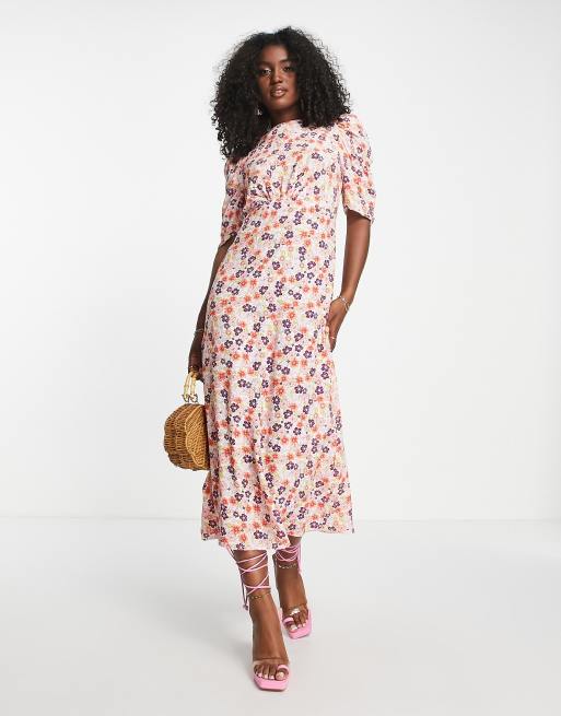 Vestido rojo con estampado floral y manga con volante Evie de Nobody's Child