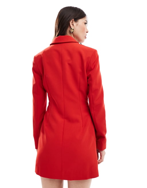 Vestido rojo estilo americana con cintura entallada de Miss Selfridge, 2 de 4