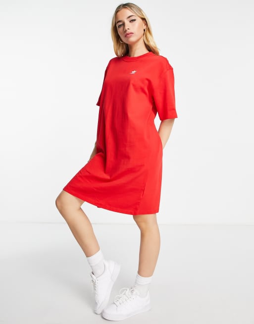 Vestido rojo estilo camiseta con estampado en la espalda adicolour de adidas Originals